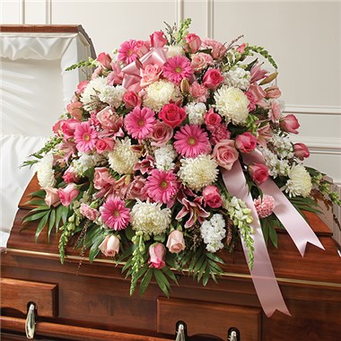 Pink & White Mixed Half Casket Cover